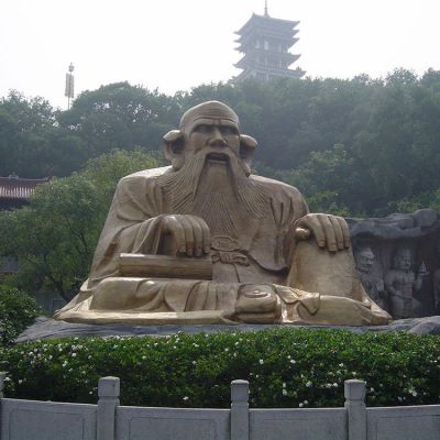 廣場景區(qū)大型銅雕老子，戶外仿銅古代人物雕塑