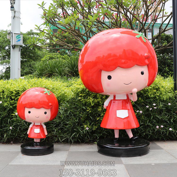 玻璃鋼卡通人偶，可愛的小女生形象雕塑
