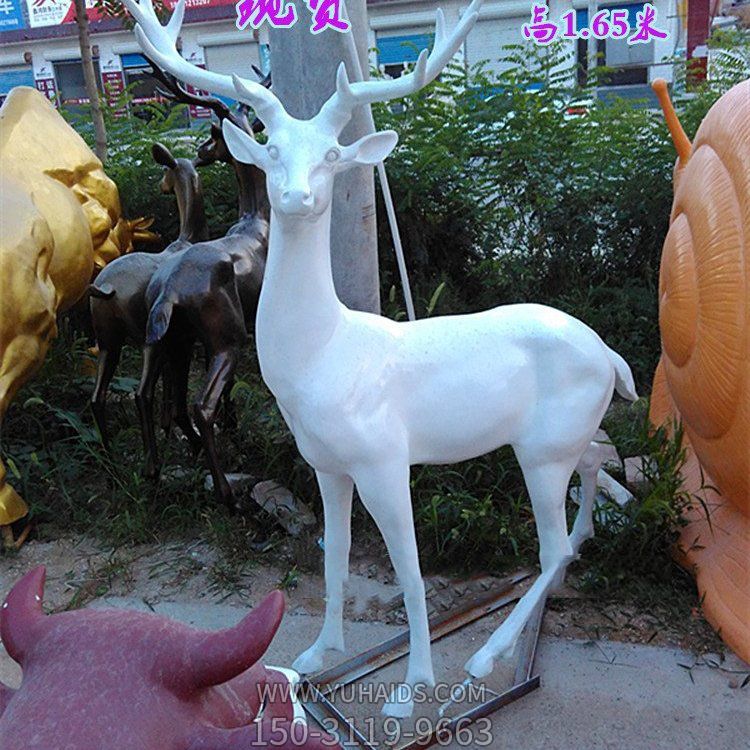 花園裝飾擺件不銹鋼 梅花鹿長頸鹿仿真小鹿玻璃鋼動(dòng)物鹿雕塑