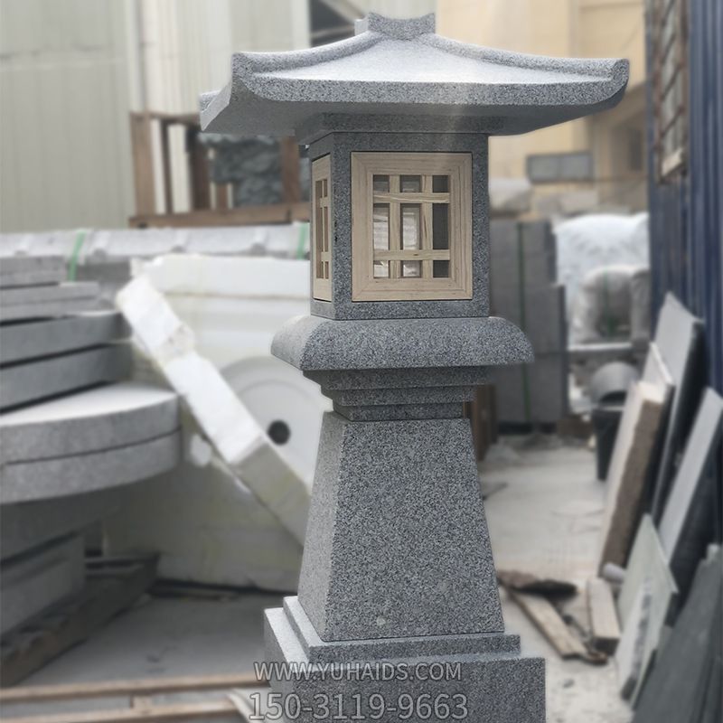 石燈籠落地日式園林別墅裝飾仿古做舊戶(hù)外擺件青石石燈雕塑
