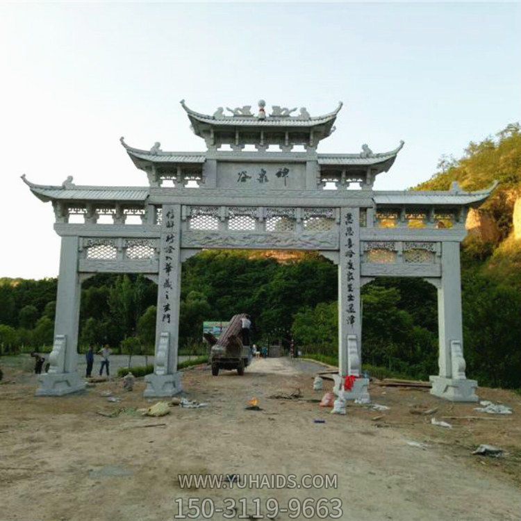 石雕牌坊仿古村口景區(qū)寺廟門口裝飾優(yōu)質天然石材雕塑