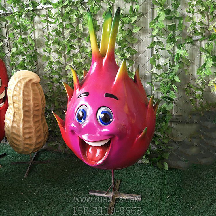 火龍果，玻璃鋼卡通植物雕塑擺件