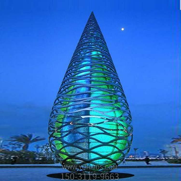 戶(hù)外廣場(chǎng)公園水滴燈光不銹鋼鏤空?qǐng)A球城市亮化夜景觀(guān)雕塑