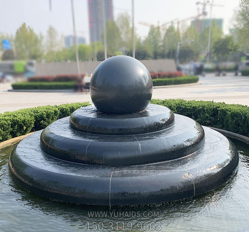 大理石黑酒店門(mén)前擺放風(fēng)水球噴泉石雕雕塑