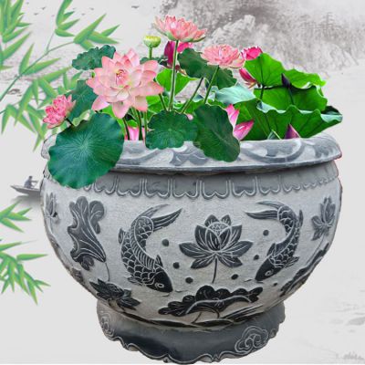 現(xiàn)代中式青石魚(yú)缸水缸戶(hù)外養(yǎng)魚(yú)池庭院擺件