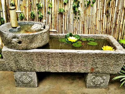 仿古石槽養(yǎng)魚(yú)花盆流水老石槽園林舊石磨盤擺件