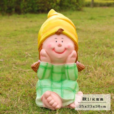 草坪樹脂可愛(ài)摸臉的花園娃娃
