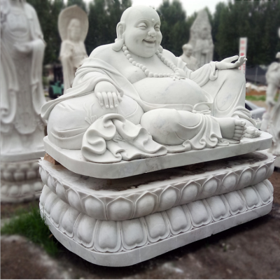 漢白玉彌勒佛，大型笑佛菩薩石雕像