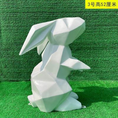 站立的兔子，幾何抽象玻璃鋼兔子