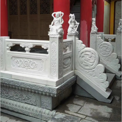 寺廟欄桿圍欄，漢白玉雕花欄板