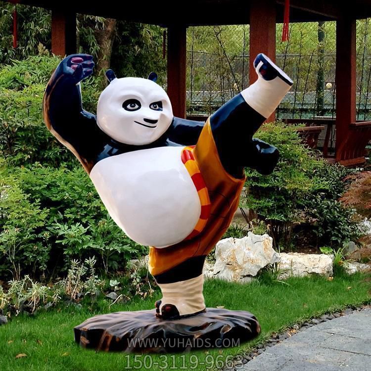 廣場玻璃鋼卡通功夫熊貓?jiān)煨? 卡通人物景觀擺件雕塑