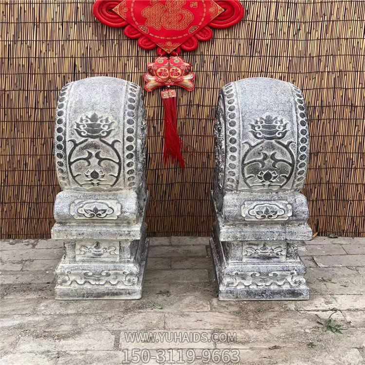 青石仿古抱鼓石，大理石古建大門門墩雕塑