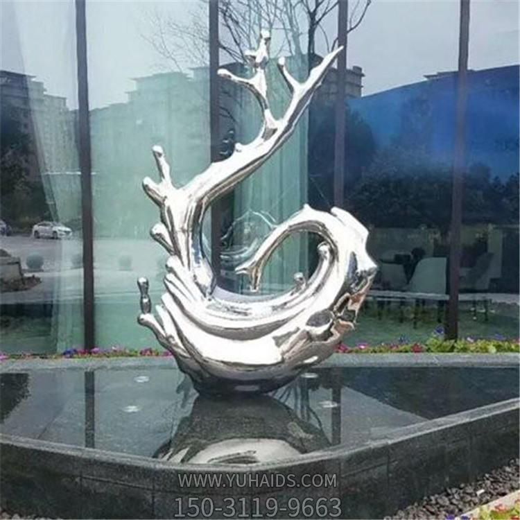 不銹鋼浪花雕塑，園林水景裝飾景觀擺件