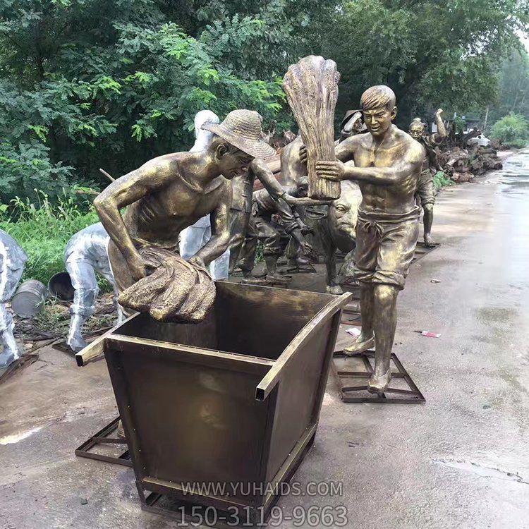 打麥子，民俗生活勞動(dòng)人物雕塑