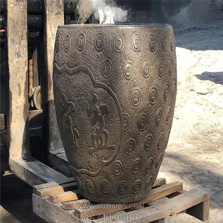 聚寶盆，仿古石雕，招財擺件雕塑