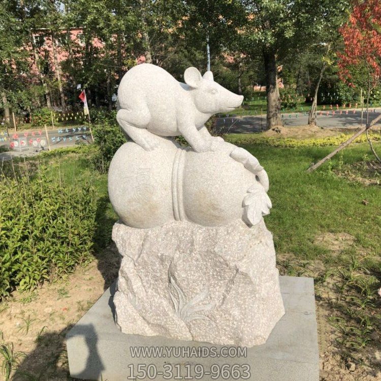 老鼠，十二生肖動物石雕擺件雕塑