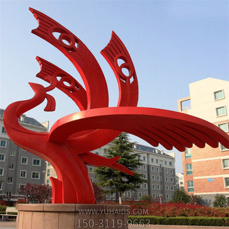 廣場(chǎng)大型不銹鋼抽象鳳凰擺件雕塑