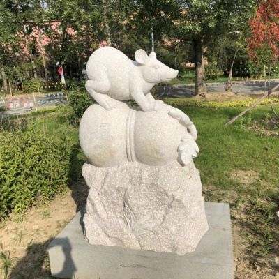 老鼠，十二生肖動物石雕擺件