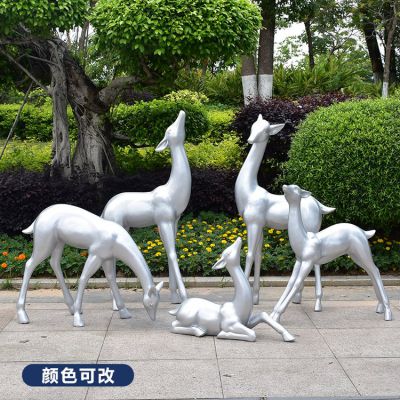 玻璃鋼純色梅花鹿雕塑，顏色可改