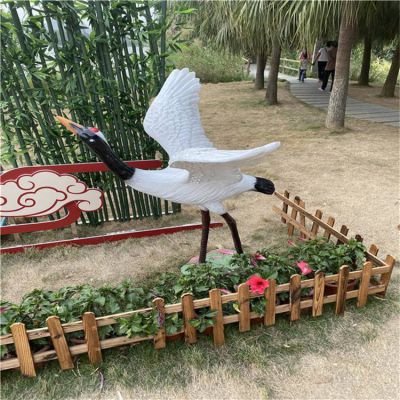 戶(hù)外公園玻璃鋼仿真仙鶴雕塑
