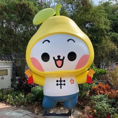 玻璃鋼鴨梨公仔，卡通植物公仔雕塑