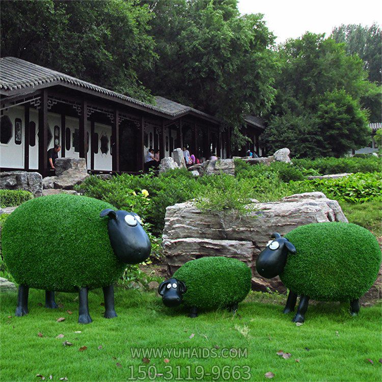 草皮肖恩羊，綠色可愛綠植動物擺件雕塑