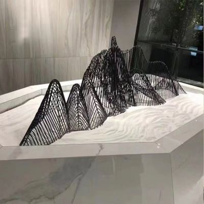 酒店大堂室內創(chuàng)意假山不銹鋼鐵藝造型