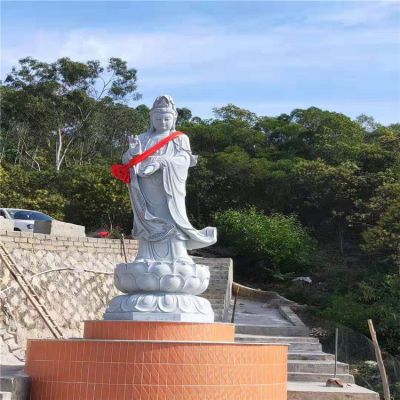 戶(hù)外大型大理石石雕觀(guān)音雕塑擺件