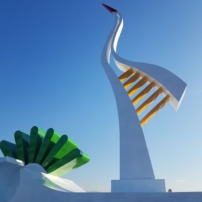 不銹鋼抽象戶(hù)外景觀(guān)仙鶴雕塑