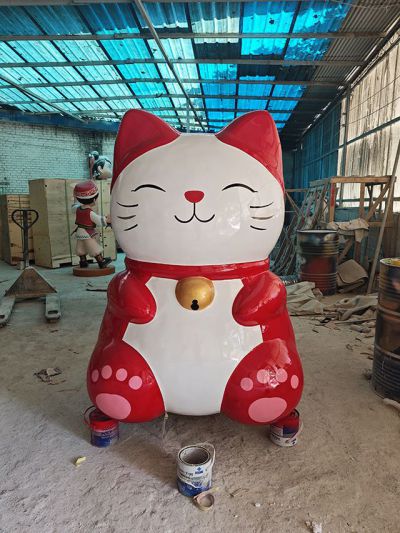 泡沫雕刻招財(cái)貓商超門市美陳雕塑