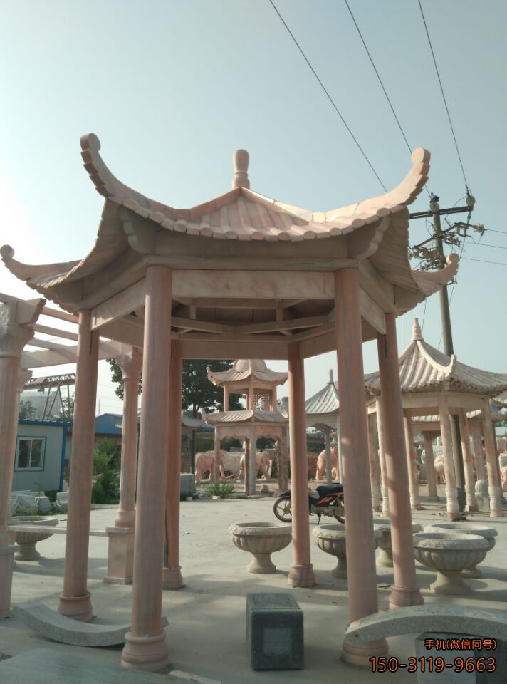 晚霞紅單層、單檐、加厚、六角涼亭